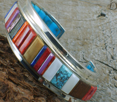 Native American Braclet (Dual Sided) Channel Inlay sz- 6 1/8"